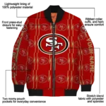 personalized san francisco 49ers bolt stripe red bomber jacket best selling