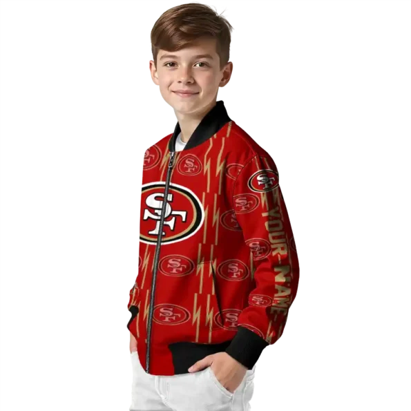 personalized san francisco 49ers bolt stripe red bomber jacket trendy