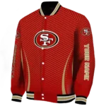 personalized san francisco 49ers chevron arrow red varsity jacket best selling