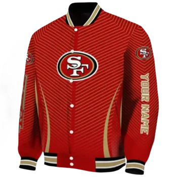 personalized san francisco 49ers chevron arrow red varsity jacket best selling