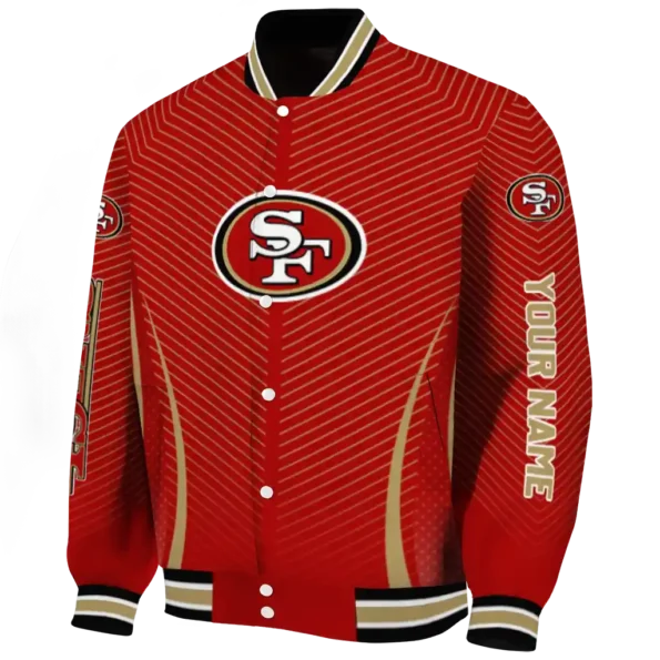 personalized san francisco 49ers chevron arrow red varsity jacket best selling