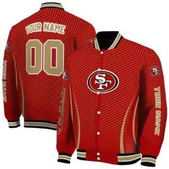 personalized san francisco 49ers chevron arrow red varsity jacket fashion forward
