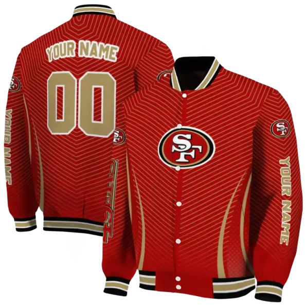 personalized san francisco 49ers chevron arrow red varsity jacket fashion forward