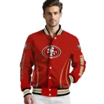 personalized san francisco 49ers chevron arrow red varsity jacket best selling