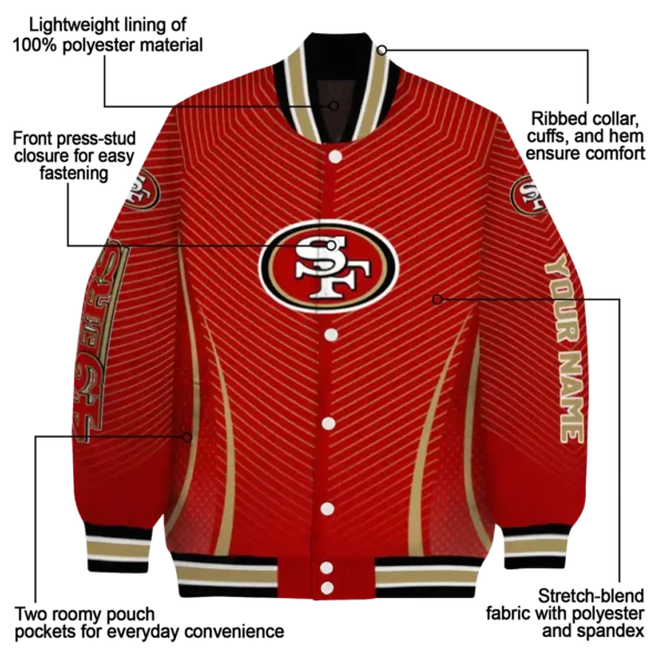 personalized san francisco 49ers chevron arrow red varsity jacket new arrival