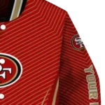 personalized san francisco 49ers chevron arrow red varsity jacket best selling