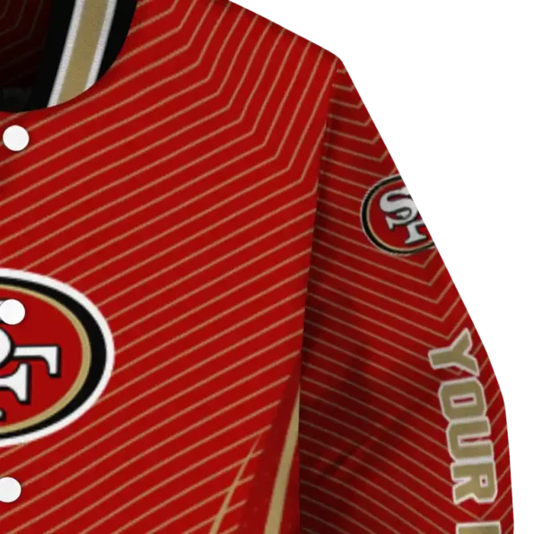 personalized san francisco 49ers chevron arrow red varsity jacket premium grade