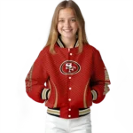 personalized san francisco 49ers chevron arrow red varsity jacket best selling