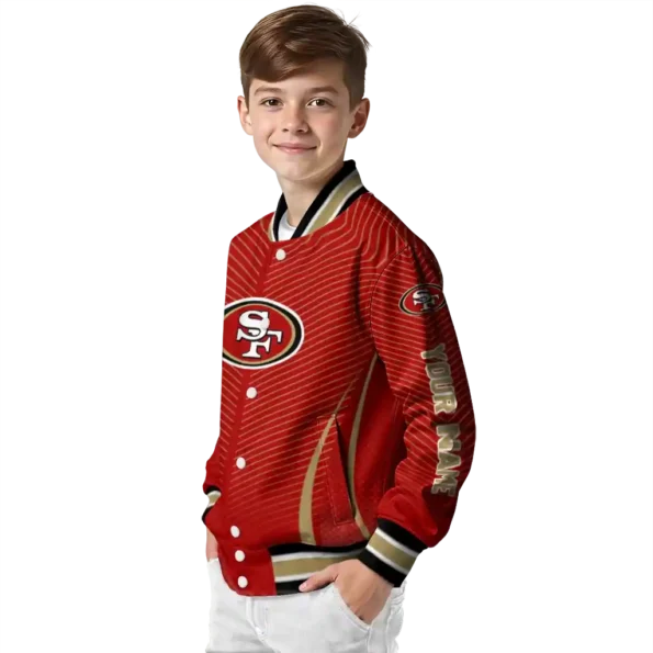 personalized san francisco 49ers chevron arrow red varsity jacket trendy