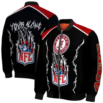 personalized san francisco 49ers claw blood red black bomber jacket fashion forward