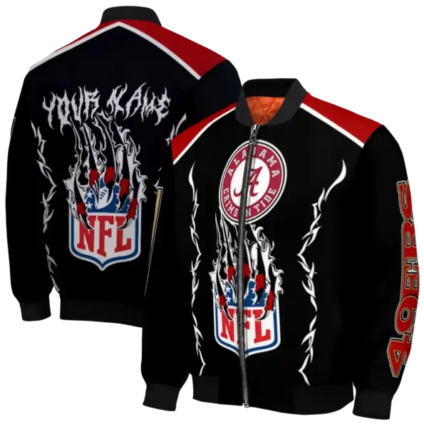 personalized san francisco 49ers claw blood red black bomber jacket fashion forward