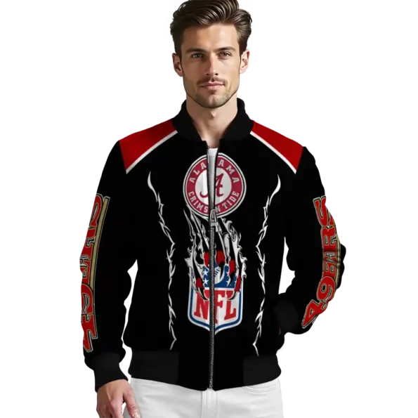 personalized san francisco 49ers claw blood red black bomber jacket high quality