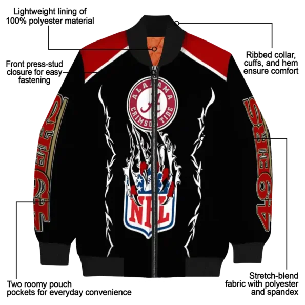 personalized san francisco 49ers claw blood red black bomber jacket new arrival