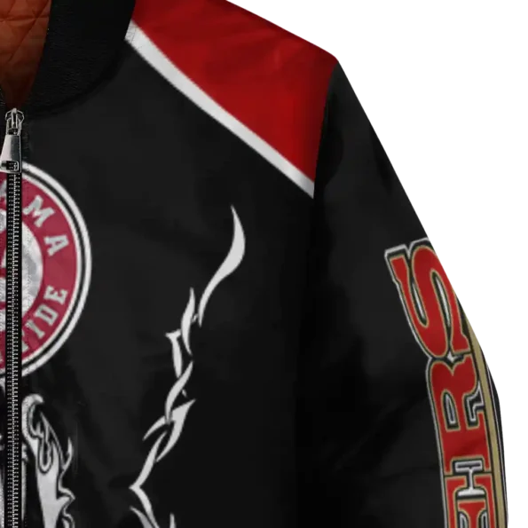 personalized san francisco 49ers claw blood red black bomber jacket premium grade