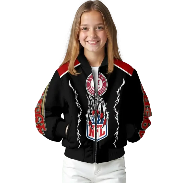 personalized san francisco 49ers claw blood red black bomber jacket top rated