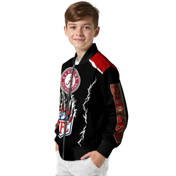 personalized san francisco 49ers claw blood red black bomber jacket trendy