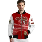 personalized san francisco 49ers ferris arena red white bomber jacket best selling