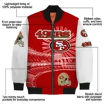 personalized san francisco 49ers ferris arena red white bomber jacket best selling
