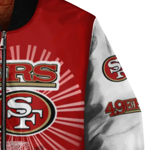 personalized san francisco 49ers ferris arena red white bomber jacket premium grade