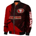 personalized san francisco 49ers hexagon mesh red black bomber jacket best selling