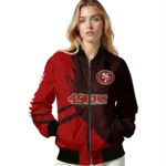 personalized san francisco 49ers hexagon mesh red black bomber jacket best selling