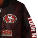 personalized san francisco 49ers hexagon mesh red black bomber jacket best selling