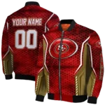 personalized san francisco 49ers power plate red bomber jacket best selling