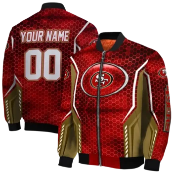 personalized san francisco 49ers power plate red bomber jacket fashion forward
