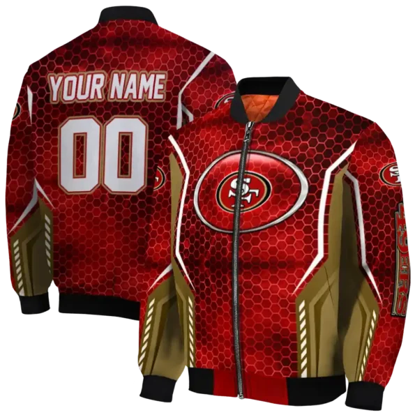 personalized san francisco 49ers power plate red bomber jacket fashion forward