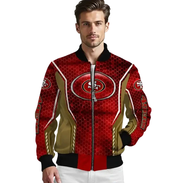 personalized san francisco 49ers power plate red bomber jacket high quality