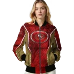 personalized san francisco 49ers power plate red bomber jacket best selling