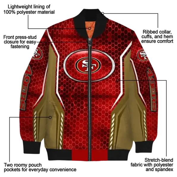 personalized san francisco 49ers power plate red bomber jacket new arrival