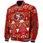 personalized san francisco 49ers pyramid shapes red varsity jacket best selling