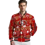 personalized san francisco 49ers pyramid shapes red varsity jacket best selling