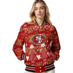 personalized san francisco 49ers pyramid shapes red varsity jacket best selling
