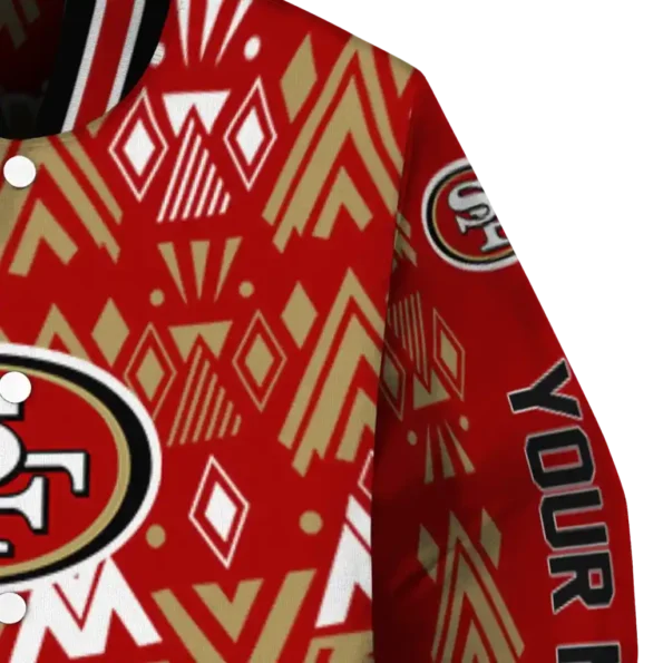 personalized san francisco 49ers pyramid shapes red varsity jacket premium grade
