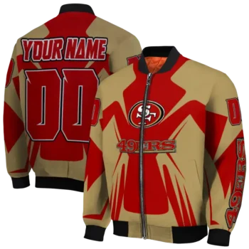 personalized san francisco 49ers spider mark red tan crocs bomber jacket fashion forward