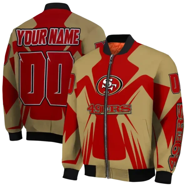 personalized san francisco 49ers spider mark red tan crocs bomber jacket fashion forward