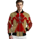 personalized san francisco 49ers spider mark red tan crocs bomber jacket best selling