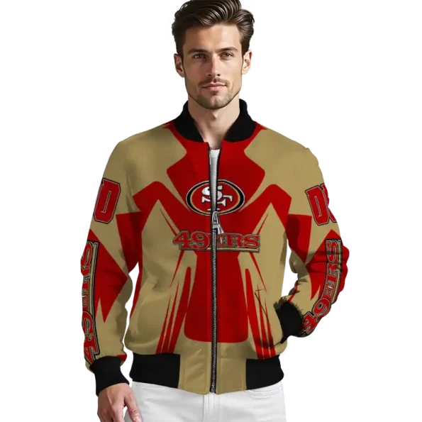 personalized san francisco 49ers spider mark red tan crocs bomber jacket high quality