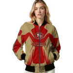 personalized san francisco 49ers spider mark red tan crocs bomber jacket best selling