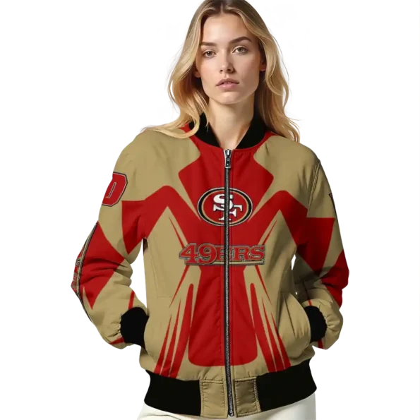 personalized san francisco 49ers spider mark red tan crocs bomber jacket latest model
