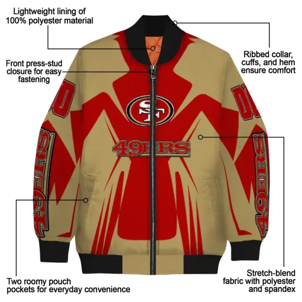 personalized san francisco 49ers spider mark red tan crocs bomber jacket new arrival