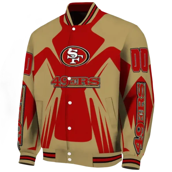 personalized san francisco 49ers spider mark red tan crocs varsity jacket best selling
