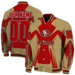 personalized san francisco 49ers spider mark red tan crocs varsity jacket best selling