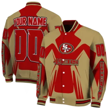personalized san francisco 49ers spider mark red tan crocs varsity jacket fashion forward