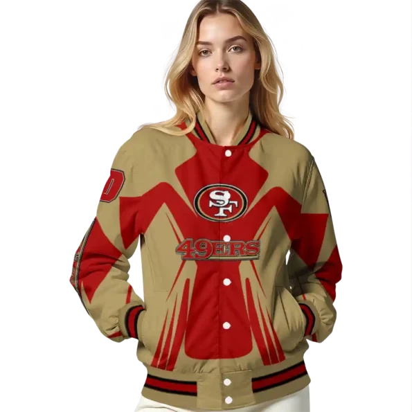 personalized san francisco 49ers spider mark red tan crocs varsity jacket latest model