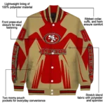 personalized san francisco 49ers spider mark red tan crocs varsity jacket best selling
