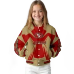 personalized san francisco 49ers spider mark red tan crocs varsity jacket best selling