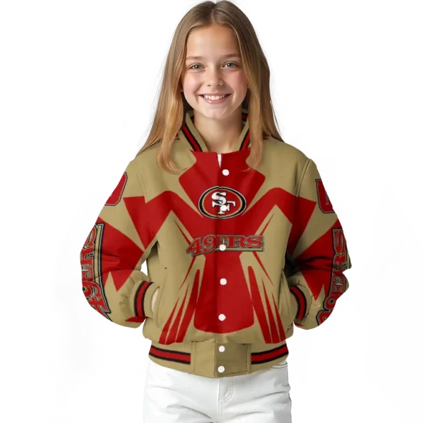 personalized san francisco 49ers spider mark red tan crocs varsity jacket top rated